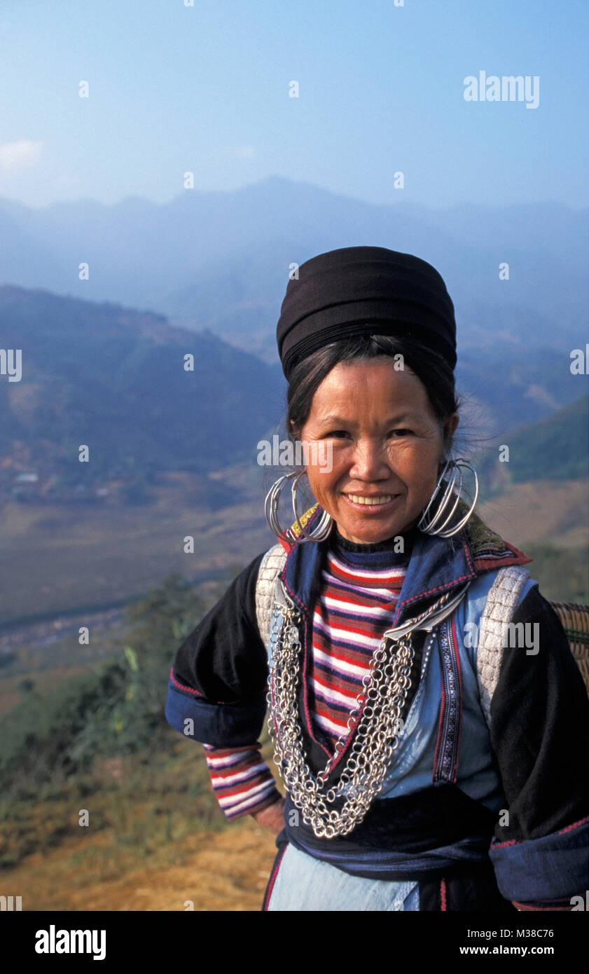 Vietnam. Sapa. Black Hmong hilltribe. Woman. Portrait. Stock Photo