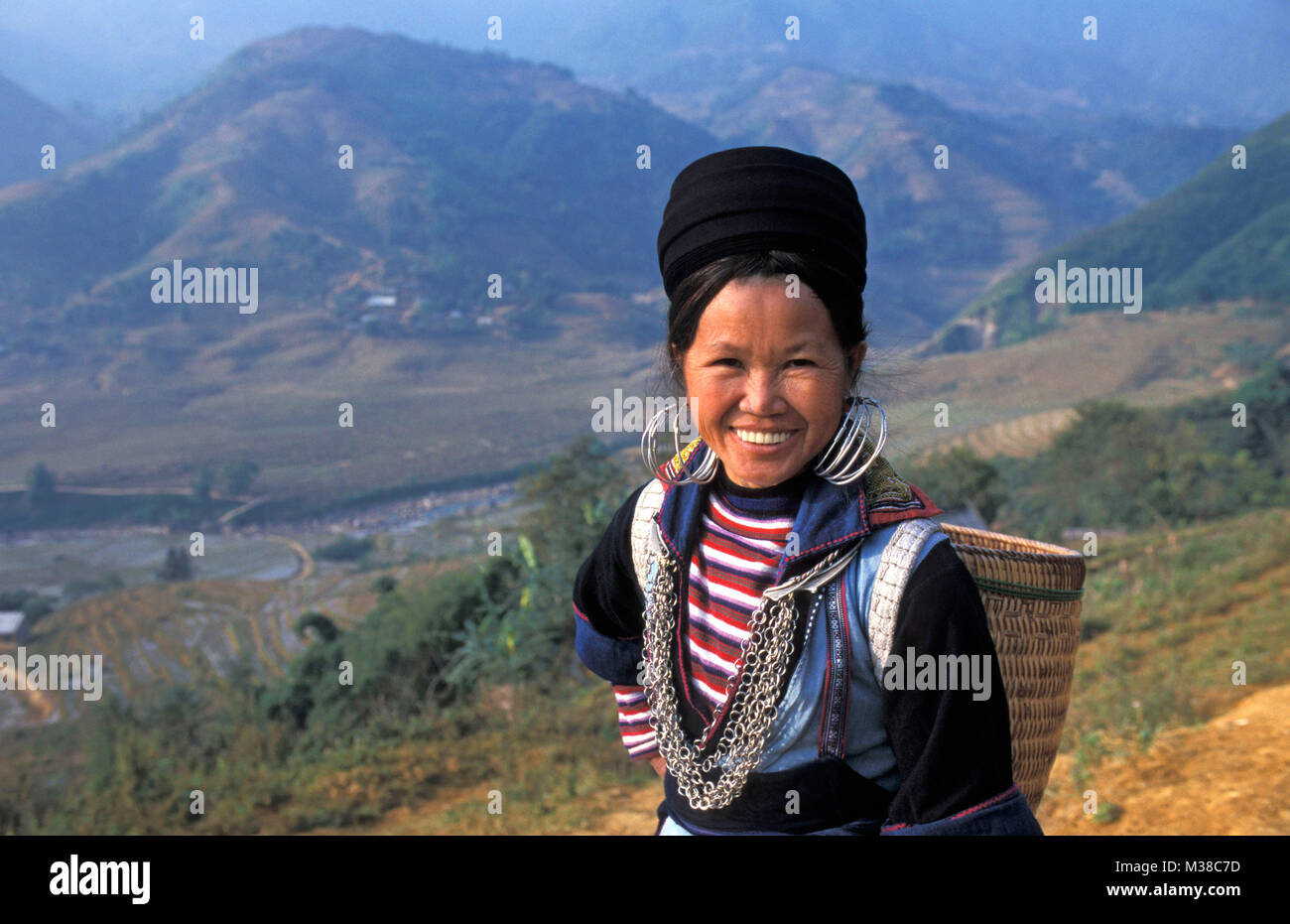 Vietnam. Sapa. Black Hmong hilltribe. Woman. Portrait. Stock Photo