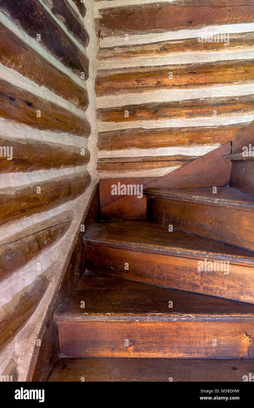 MT00099-00...MONTANA - Stairwell at Chief Plenty Coups State Park on the Crow Indian Reservation. Stock Photo