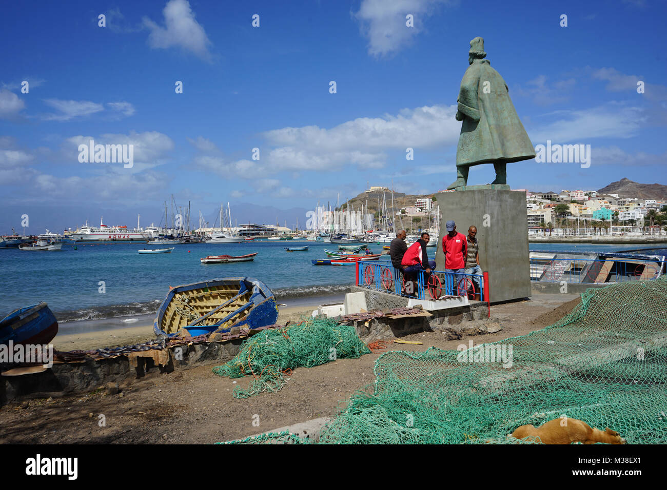 Statue of Diogo Afonso, Mindelo, Cape Verde Stock Photo