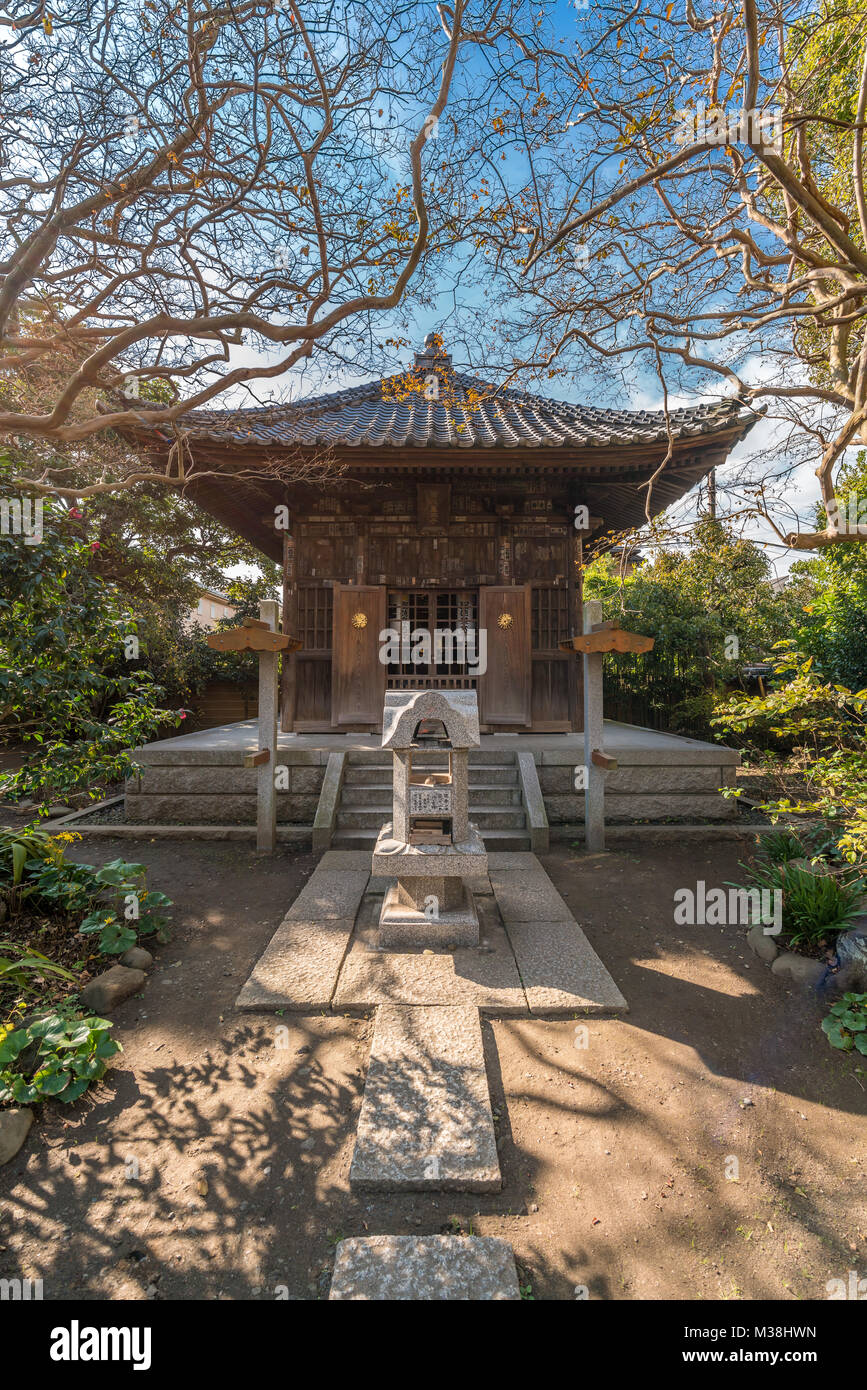 Kamakura, Japan - November 22, 2017 : Taishi-do (Prince Hall) of Kinryuzan Shakuman-in Endon Hokai-ji Temple or Hagidera 'bush-clover temple' dedicate Stock Photo