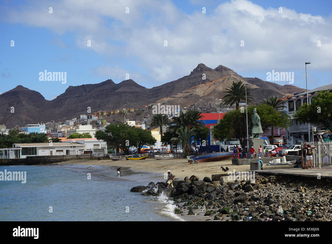 Midelo, Harbour and Beach, Sao Vincente Island, Cape Verde Stock Photo