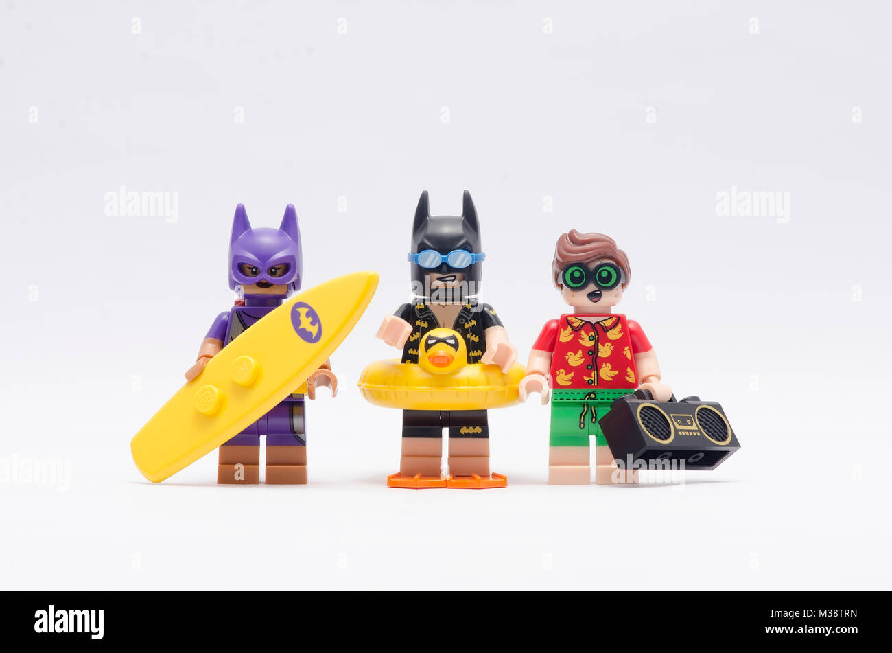 lego batman , robin and batgirl isolated on white background Stock Photo -  Alamy