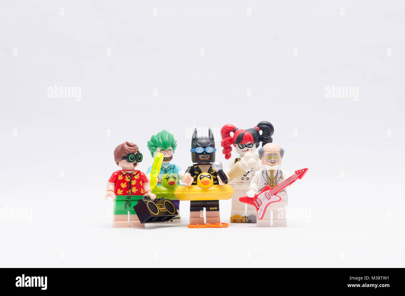 lego batman , robin, joker, harley quinn and alfred isolated on white  background Stock Photo - Alamy
