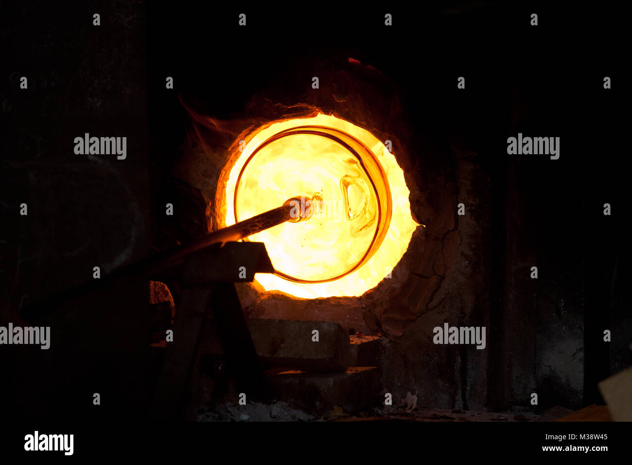 Glass blowing process Stock Photo Alamy