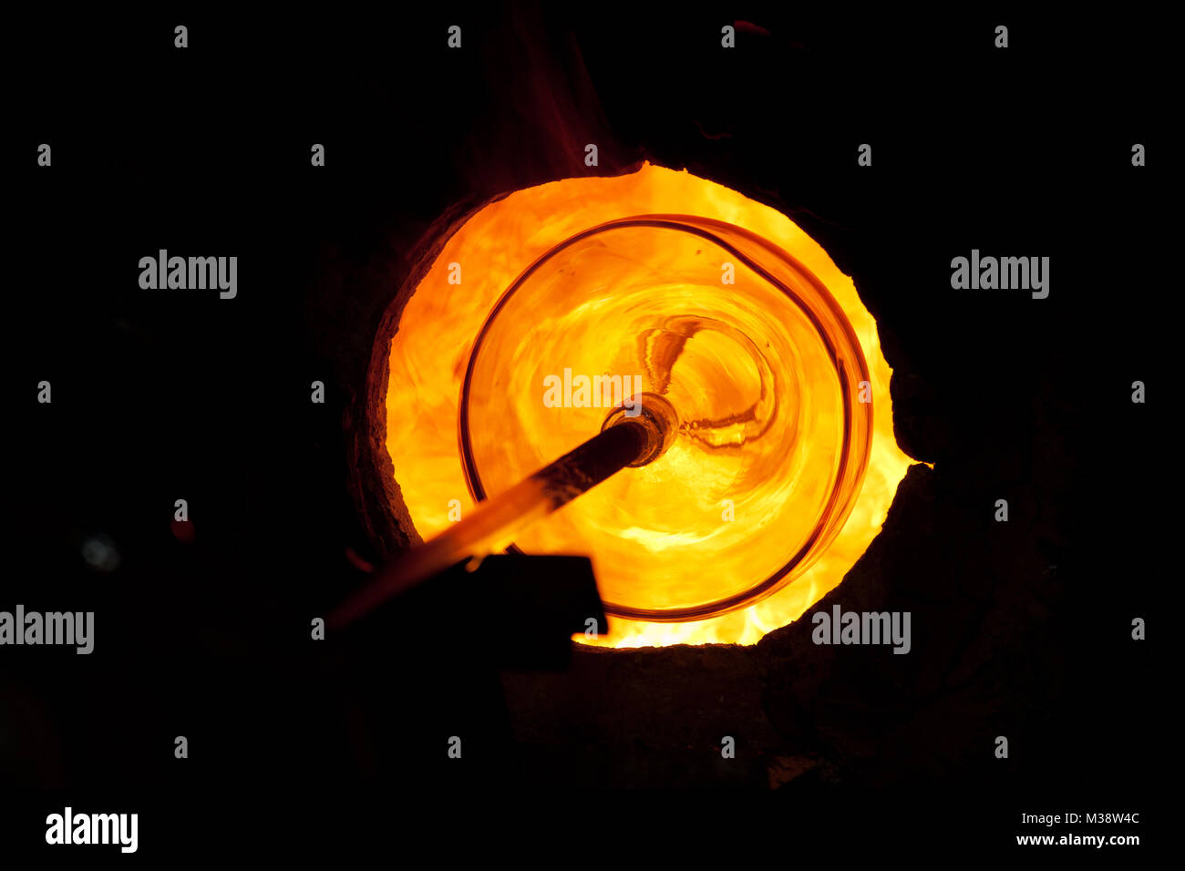 Glass blowing process Stock Photo Alamy
