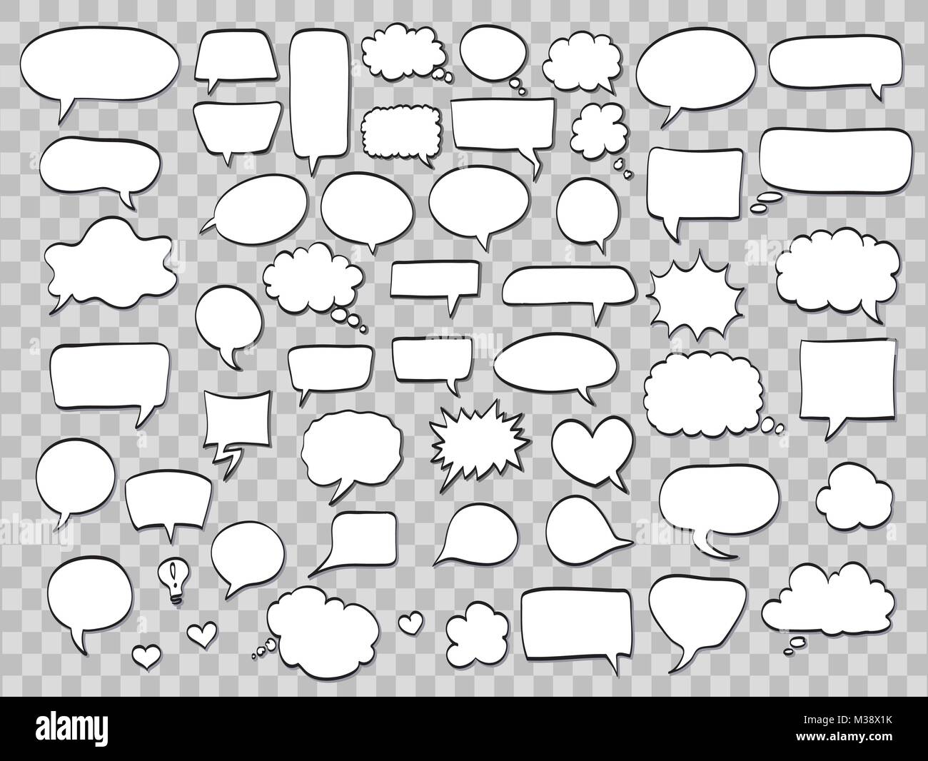 set of comic speech bubbles on transparent background. vector il Stock Vector
