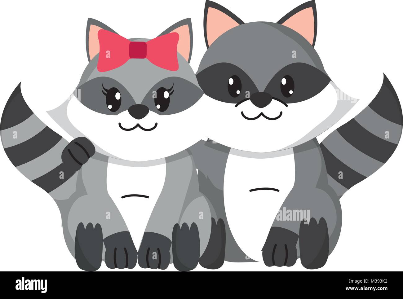 colorful raccoon couple cute animal together Stock Vector Image & Art ...
