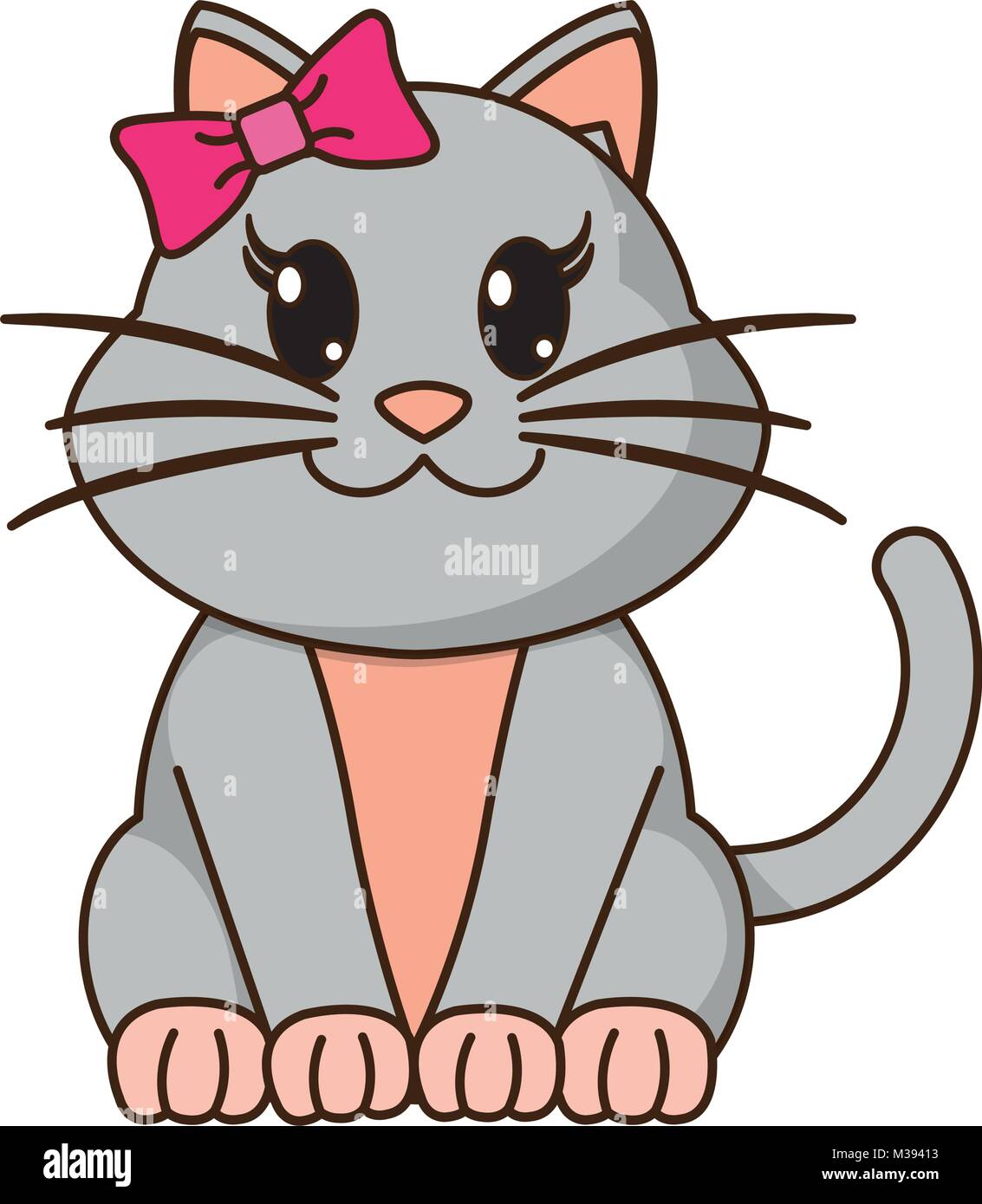 female cat cute animal with ribbon bow Stock Vector Image & Art  
