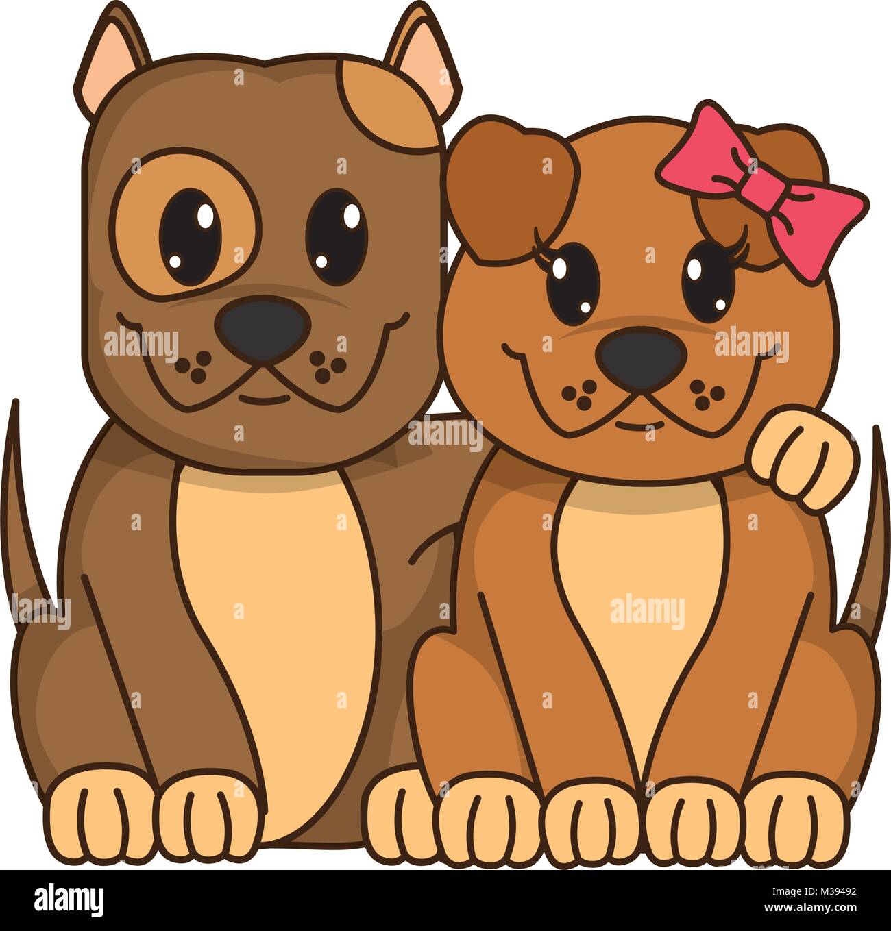 Couple Dog Cute Animal Together Stock Vector Image Art Alamy