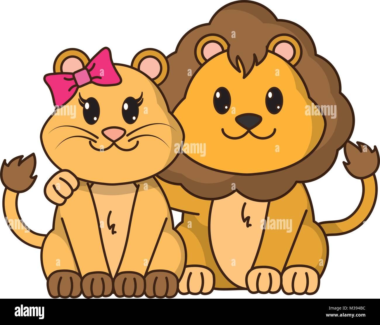 lion couple cute animal together Stock Vector Image & Art - Alamy