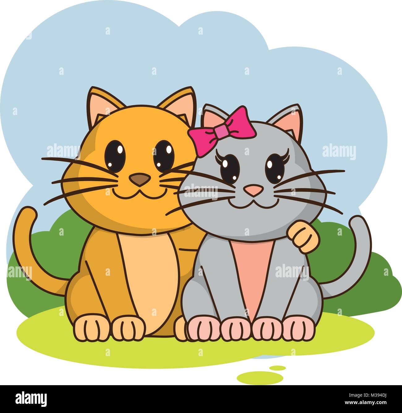 cat couple cute animal in the landscape Stock Vector Image & Art - Alamy