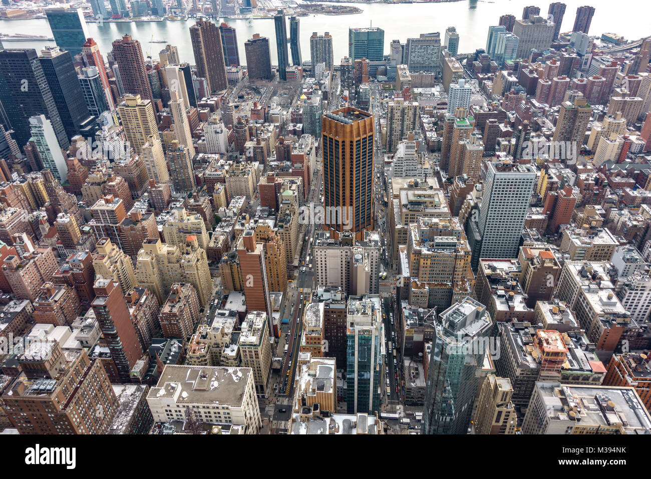 Aerial view of New York City Manhattan with skyscrapers and streets ...