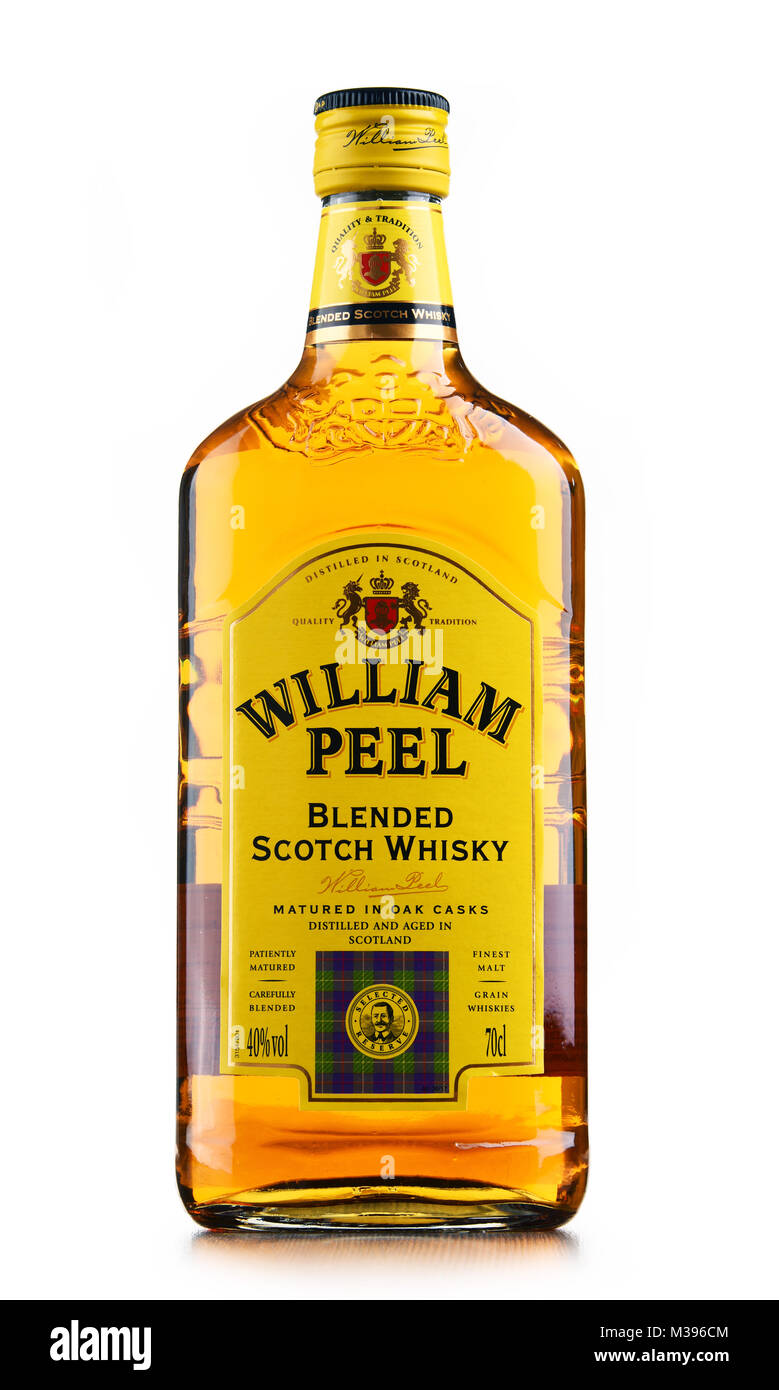 POZNAN, POLAND DEC 15, 2017 Bottle of William Peel blended Scotch