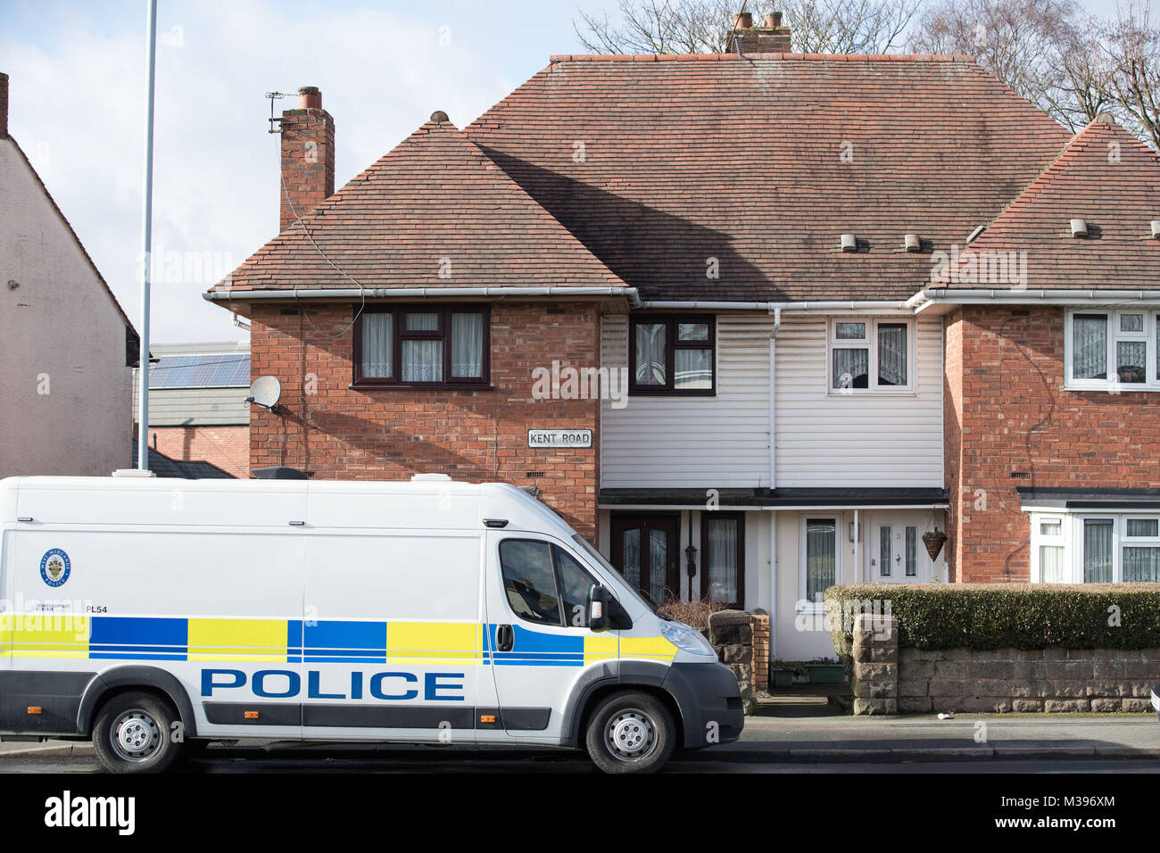 Police presence outside a property on Kent Road in Wolverhampton, as an ...