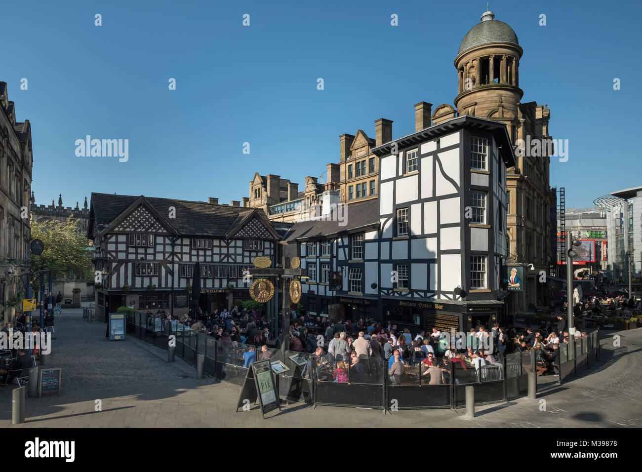 Shambles Square and The Shambles, Manchester, Greater Manchester, England, UK Stock Photo