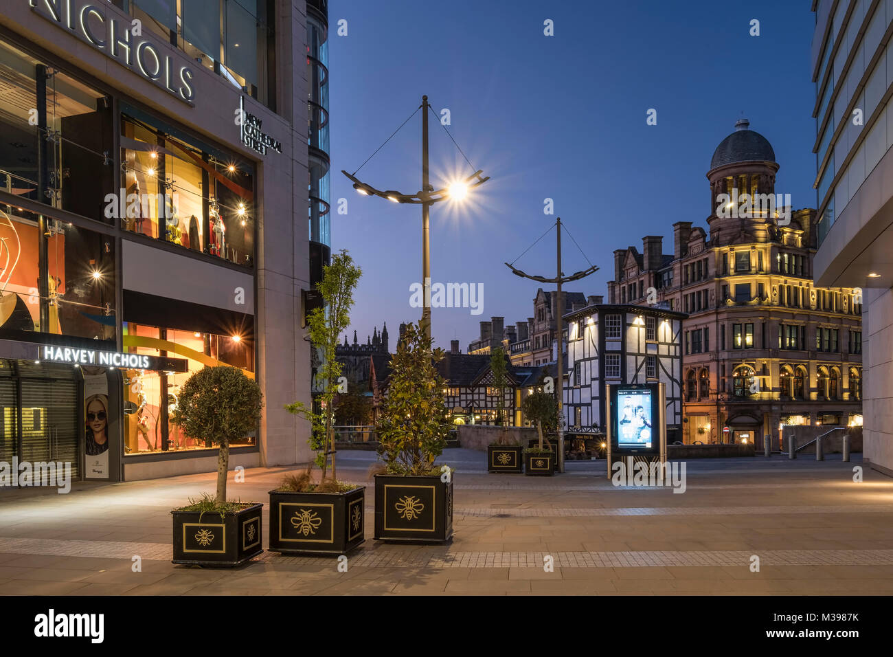 New Cathedral Street looking towards The Shambles and Corn Exchange, Manchester City Centre, Manchester, England, UK Stock Photo