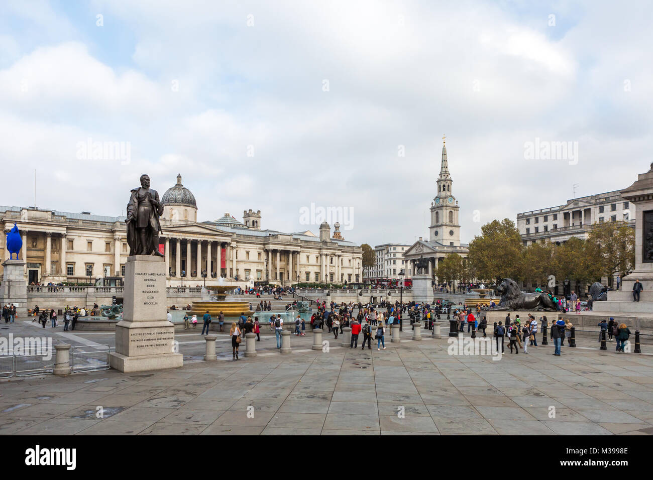 LONDON ,UK - OCTOBER 30:Tourists visit Trafalgar Square October 30