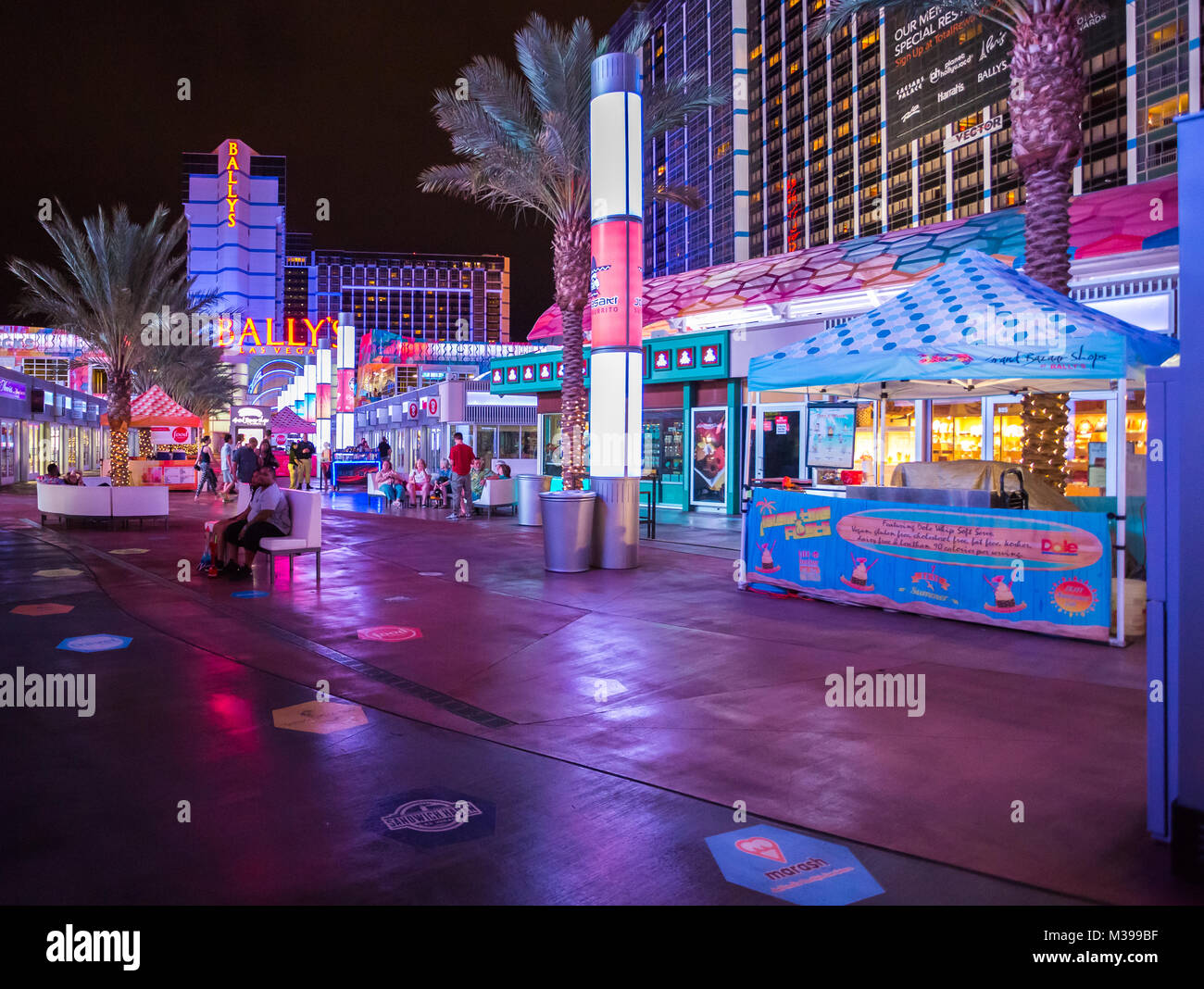 LAS VEGAS JUNE 11 2015 Ballys hotel by night, one of the premiere