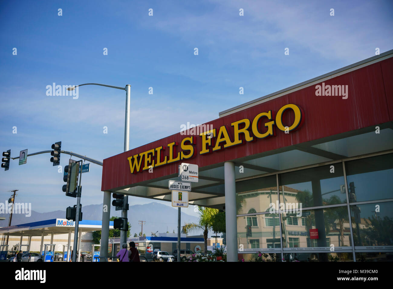 Los Angeles, JAN 7: Exterior view of the famous Wells Fargo Bank on JAN 7, 2018 at Los Angeles, California Stock Photo