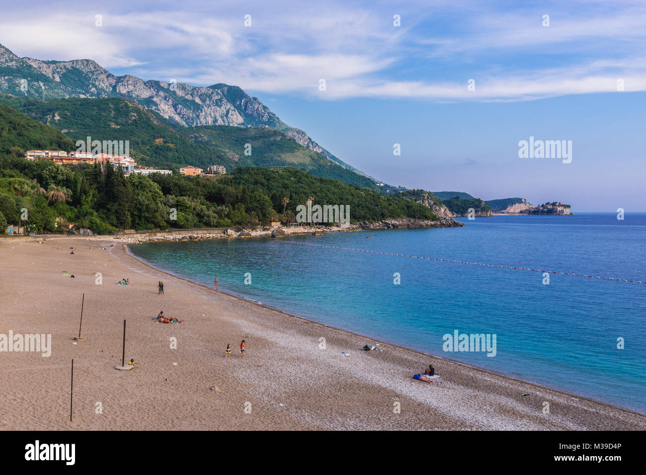 Kamenovo beach in Przno, small resort village on the Adriatic Sea coast near Budva city Montenegro Stock Photo