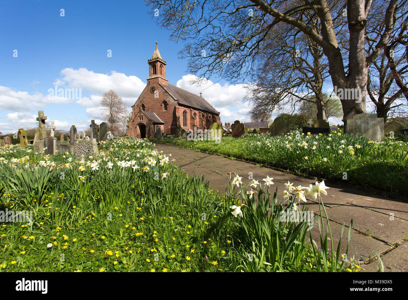 Village of Coddington, England. Picturesque view of the footpath