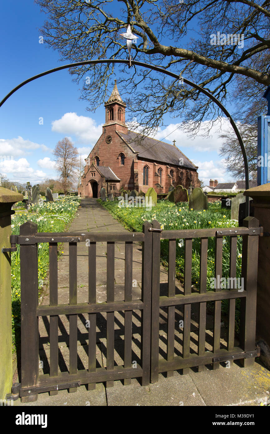 Village of Coddington, England. Picturesque spring view of the gate