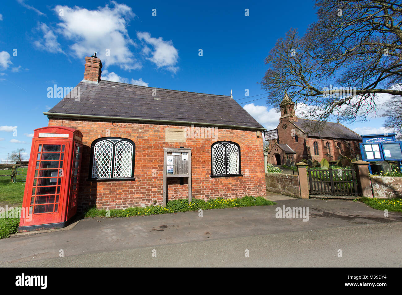 Village of Coddington, England. Picturesque spring view of the village