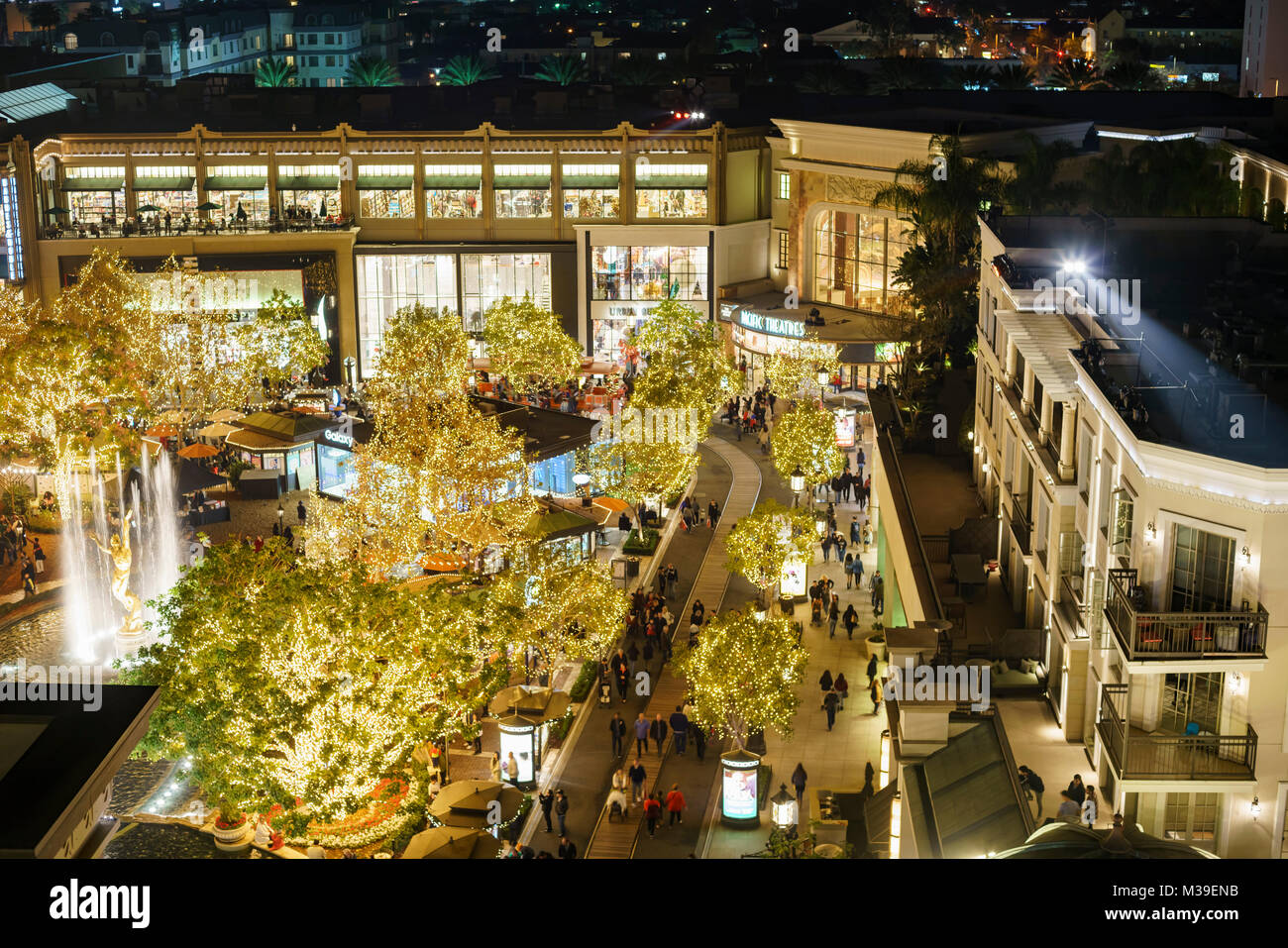 DEC 16, Glendale: Aerial view of the Christmas lights at the shopping mall on DEC 16, 2017 at Glendale Stock Photo