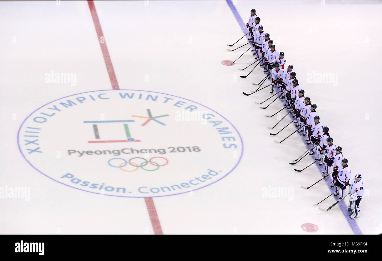 The Korean Hockey team in the Women's Ice Hockey Preliminary Round