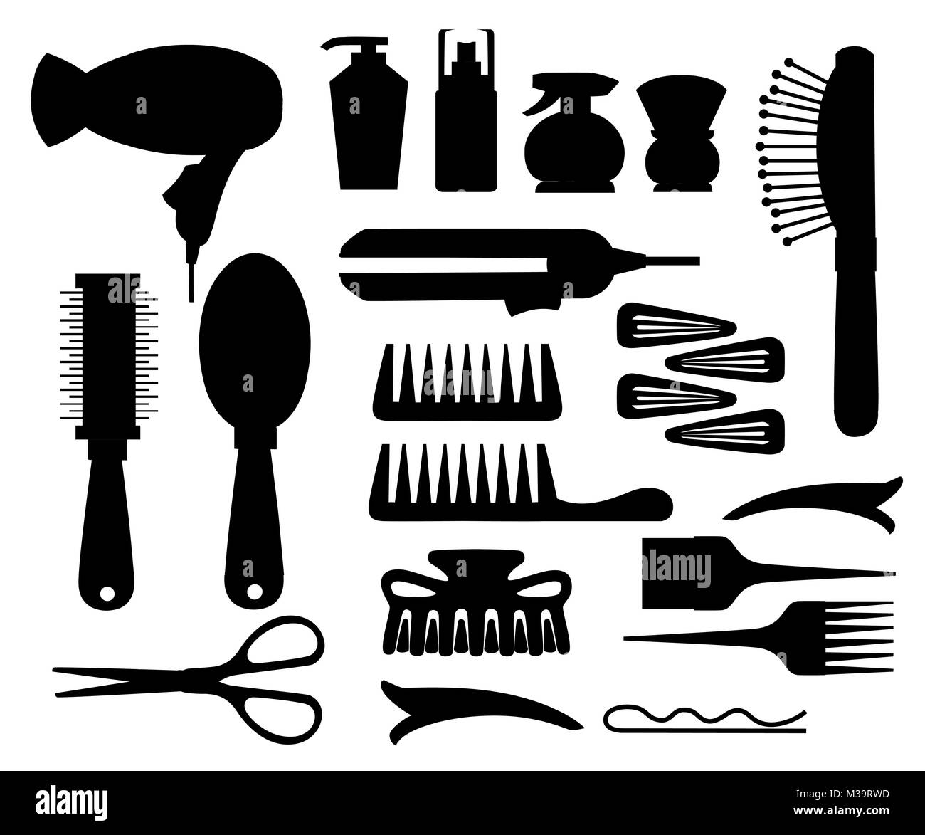 Set Collection Of Professional Hairdresser And Barber Equipment