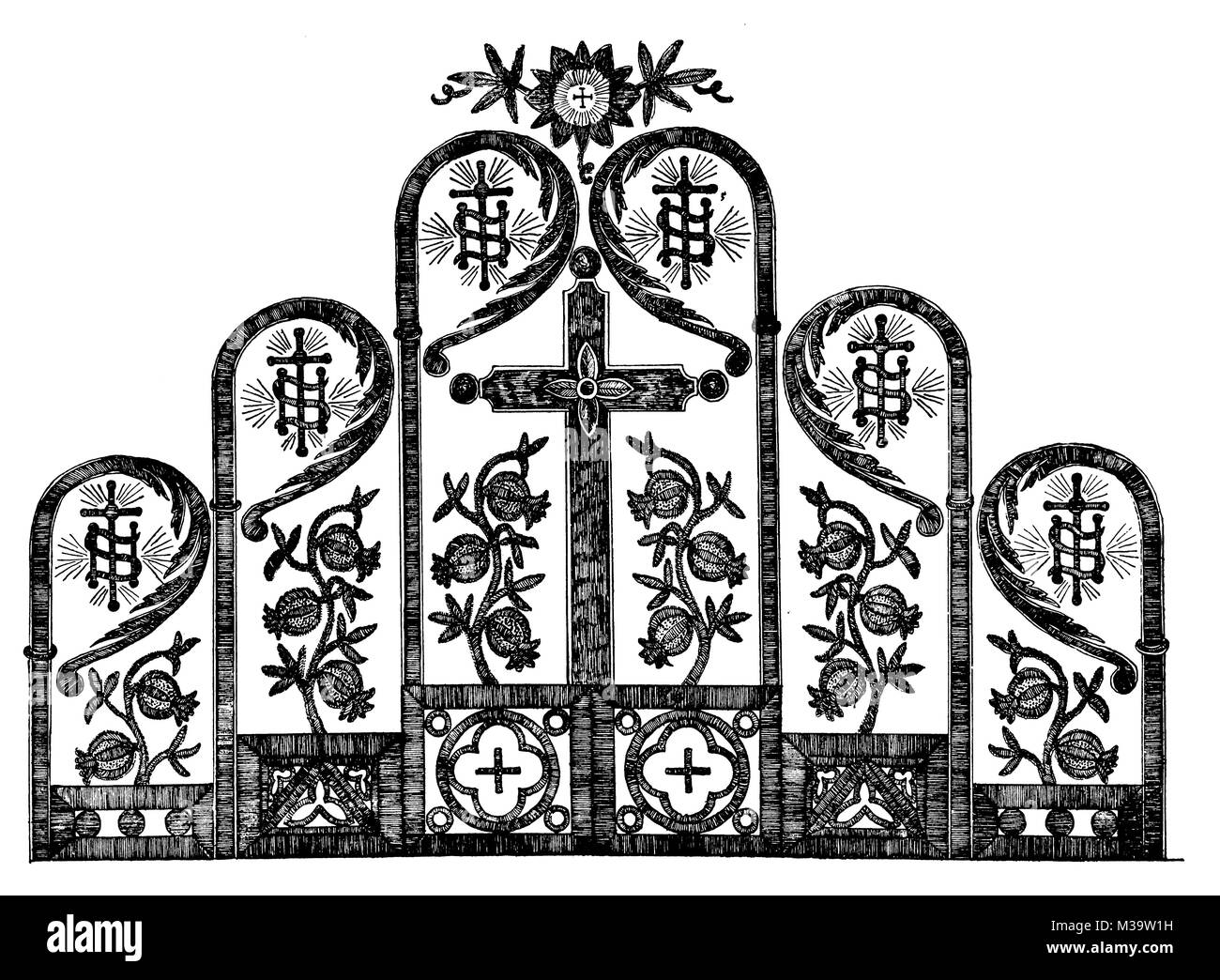 Design for an Embroidered Church Lectern-Fall line illustration by Roberta D Tod from 1895 The Studio an Illustrated Magazine of Fine and Applied Art Stock Photo