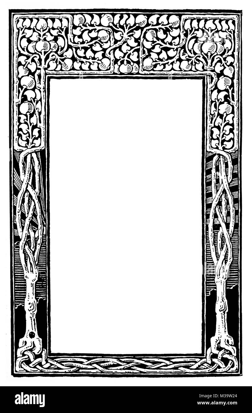 Design for the border of a printed page, by E P Roberts from 1895 The Studio an Illustrated Magazine of Fine and Applied Art Stock Photo