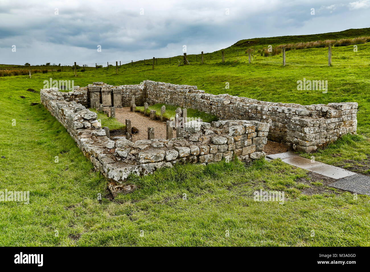 Roman ruins of Temple of Mithras, Hadrian's Wall, Carrawburgh ...