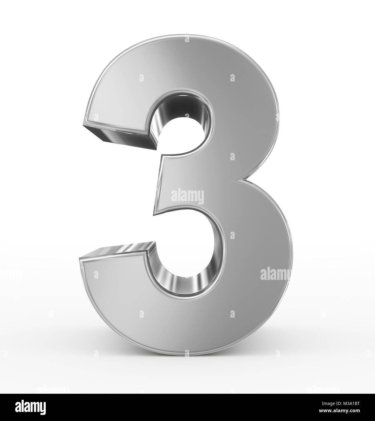 number 3 3d silver isolated on white - 3d rendering Stock Photo - Alamy