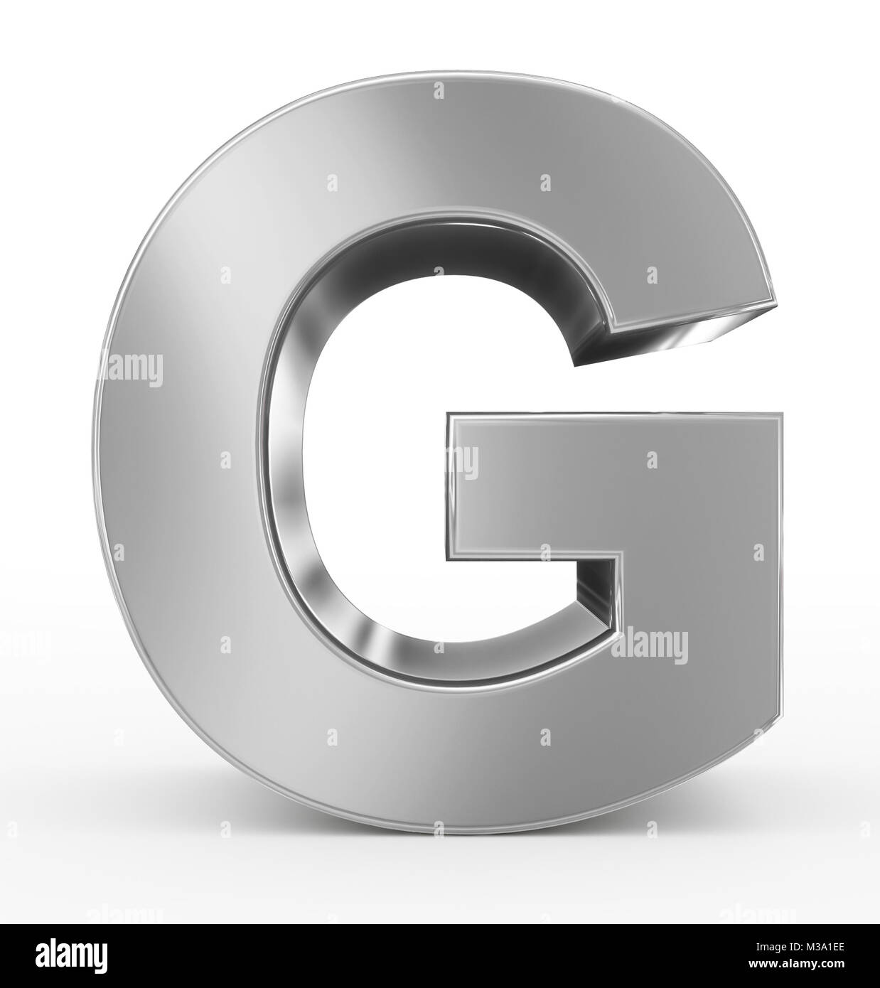 letter G 3d silver isolated on white - 3d rendering Stock Photo - Alamy