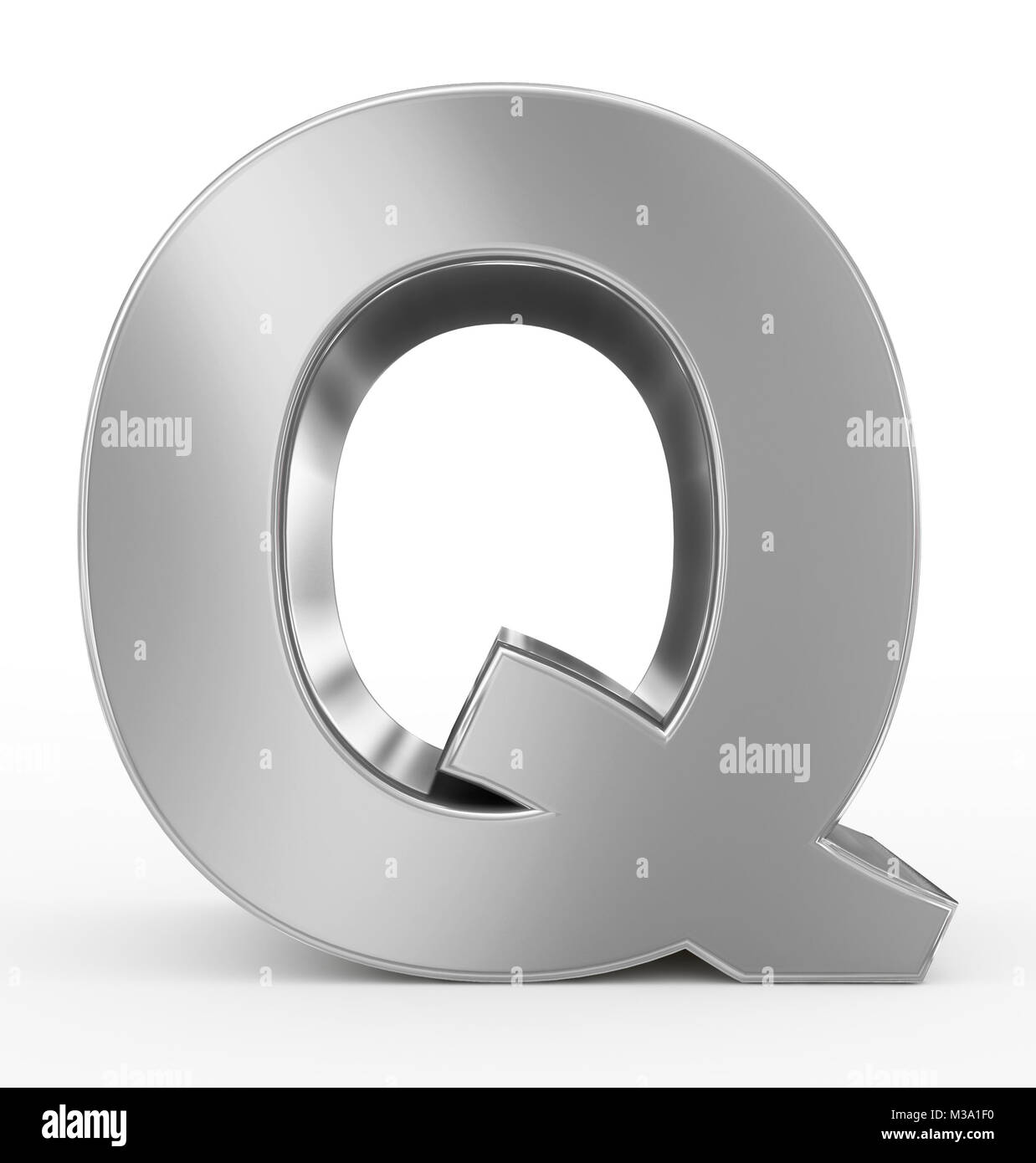 letter Q 3d silver isolated on white - 3d rendering Stock Photo - Alamy