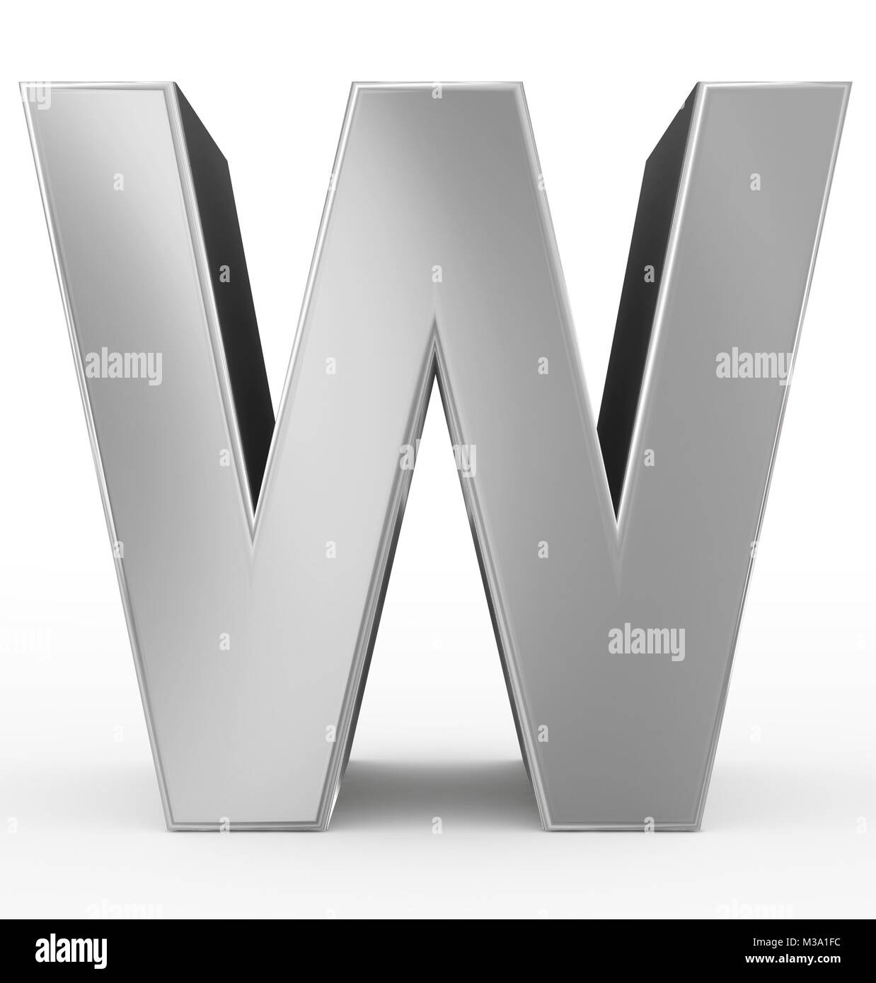 letter W 3d silver isolated on white - 3d rendering Stock Photo - Alamy