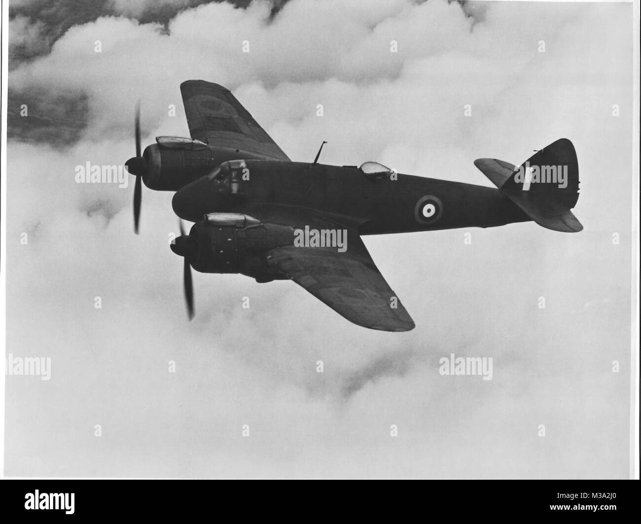 Bristol Beaufighter, Bristol Type 156. Two Bristol Hercules sleeve valve, 1,600h.p. engines. Originally designed as the world's most formidable night-fighter, was developed as a day fighter, bomber, torpedo carrier and long-range reconnaissance aircraft. 1940 Stock Photo