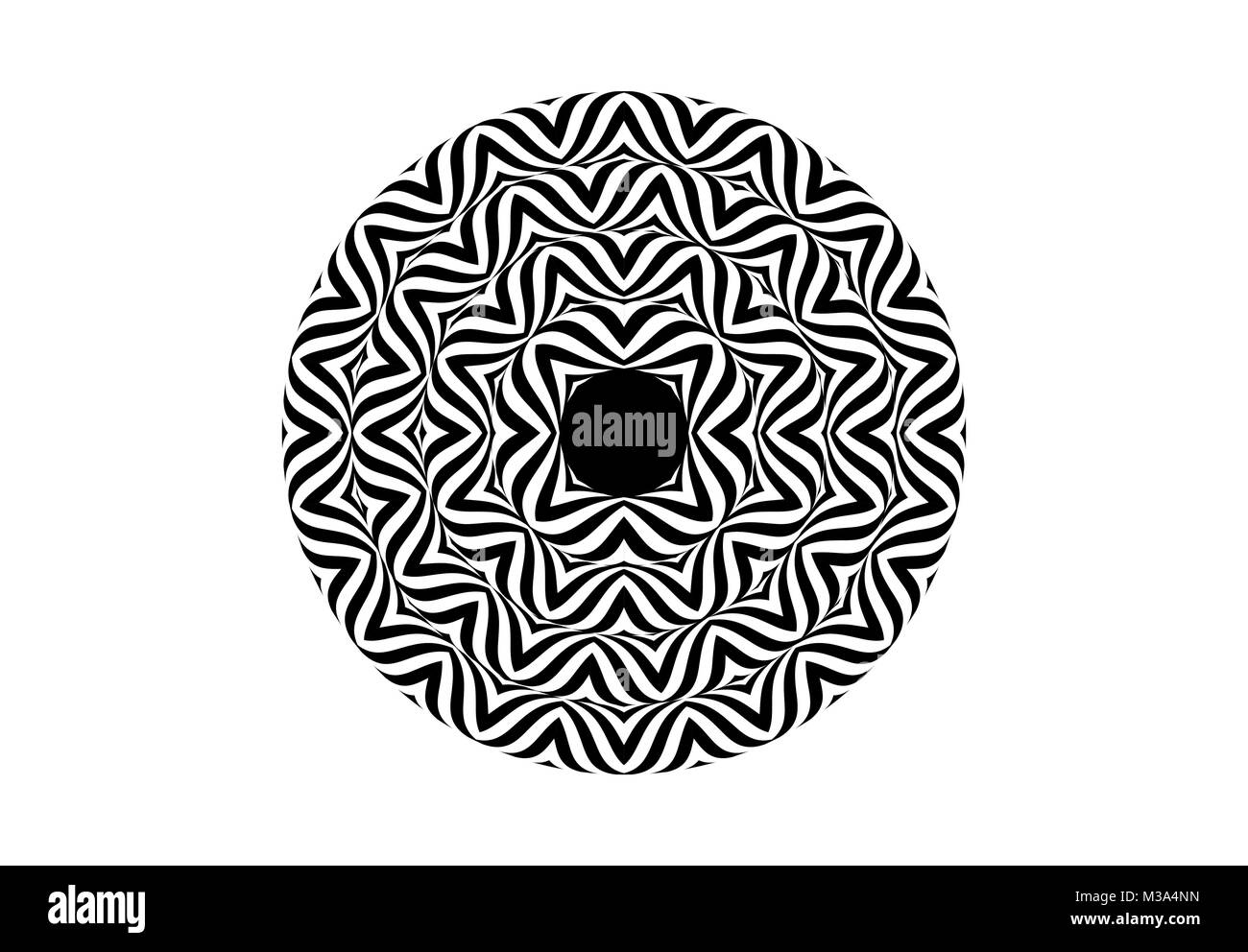 op art style - black and white abstract optical illusion Stock Vector