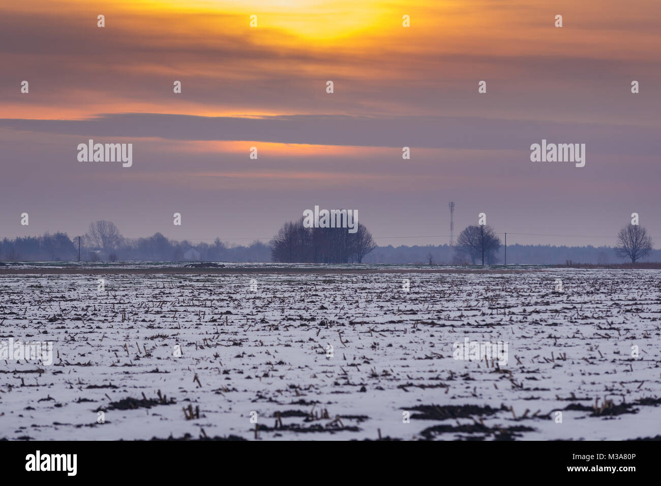 Sunrise over countryside field hi-res stock photography and images - Alamy