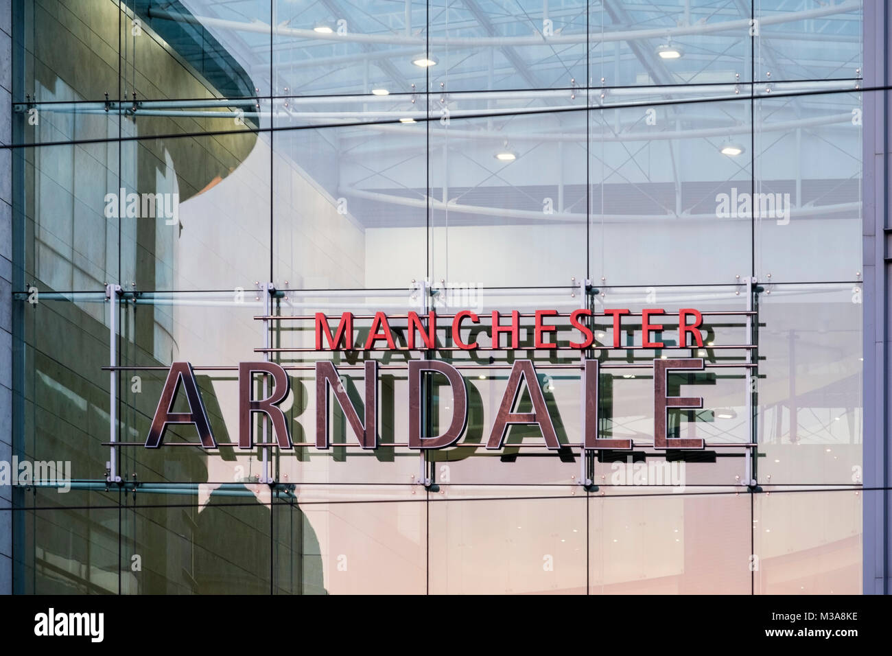 Manchester Arndale Sign, Arndale Centre, Manchester, England, UK Stock Photo