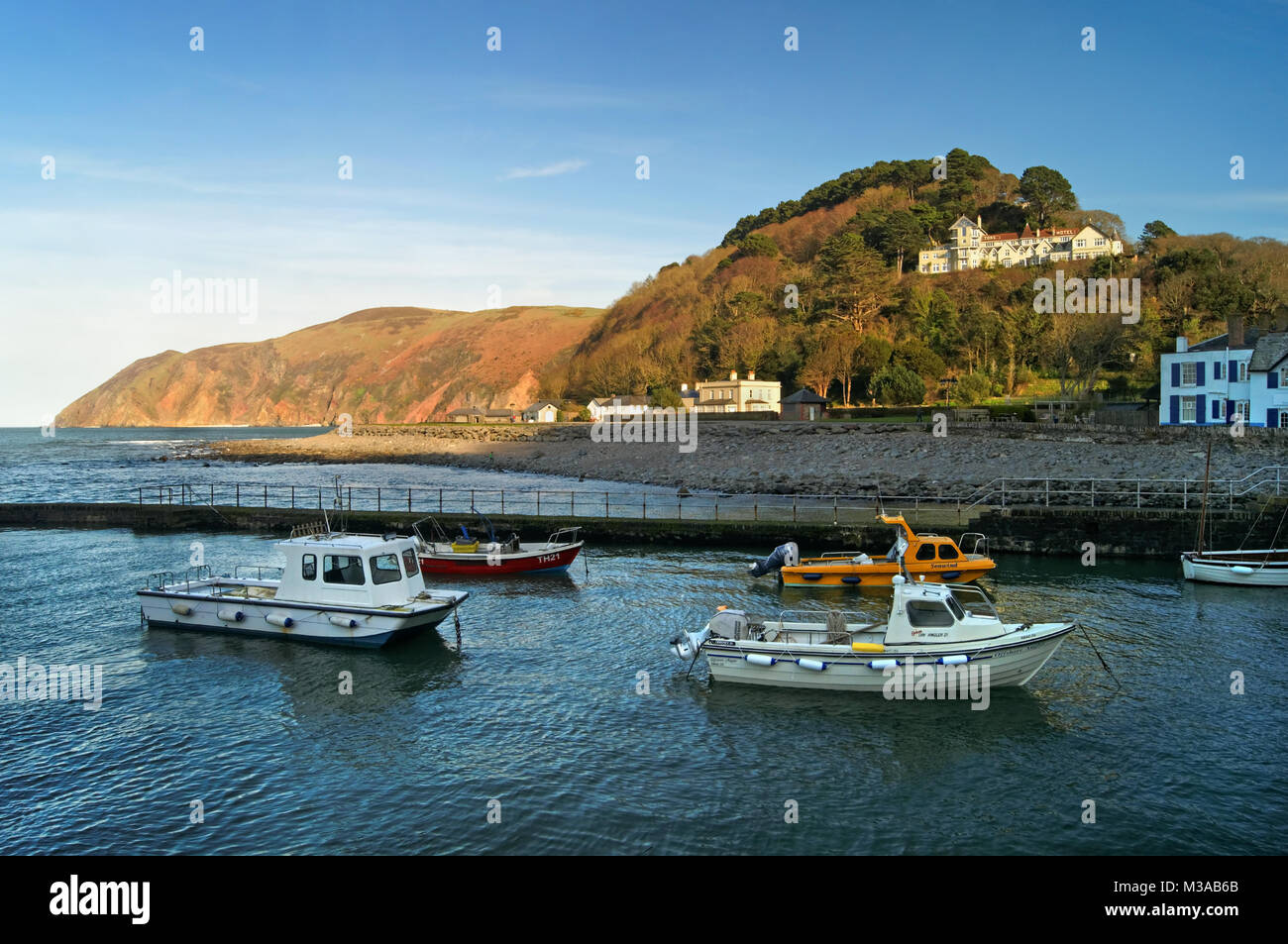 UK,North Devon,Boats in Lynmouth Harbour Stock Photo Alamy