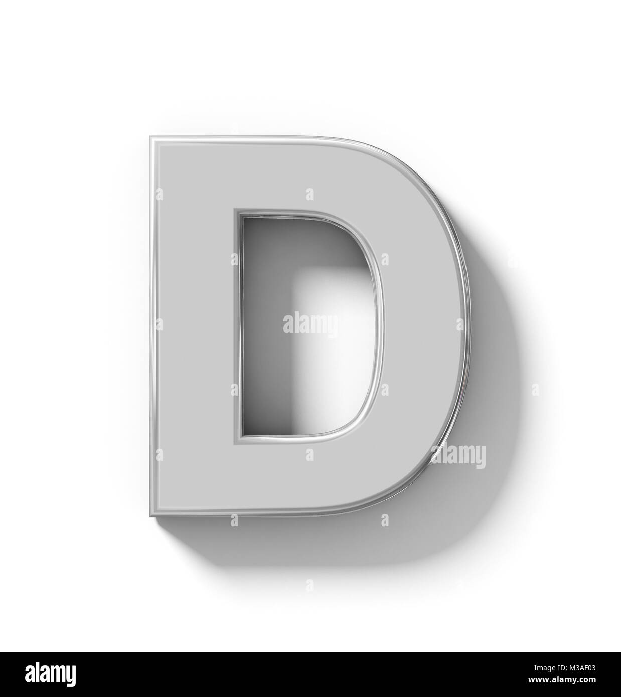 letter D 3D silver isolated on white with shadow - orthogonal ...