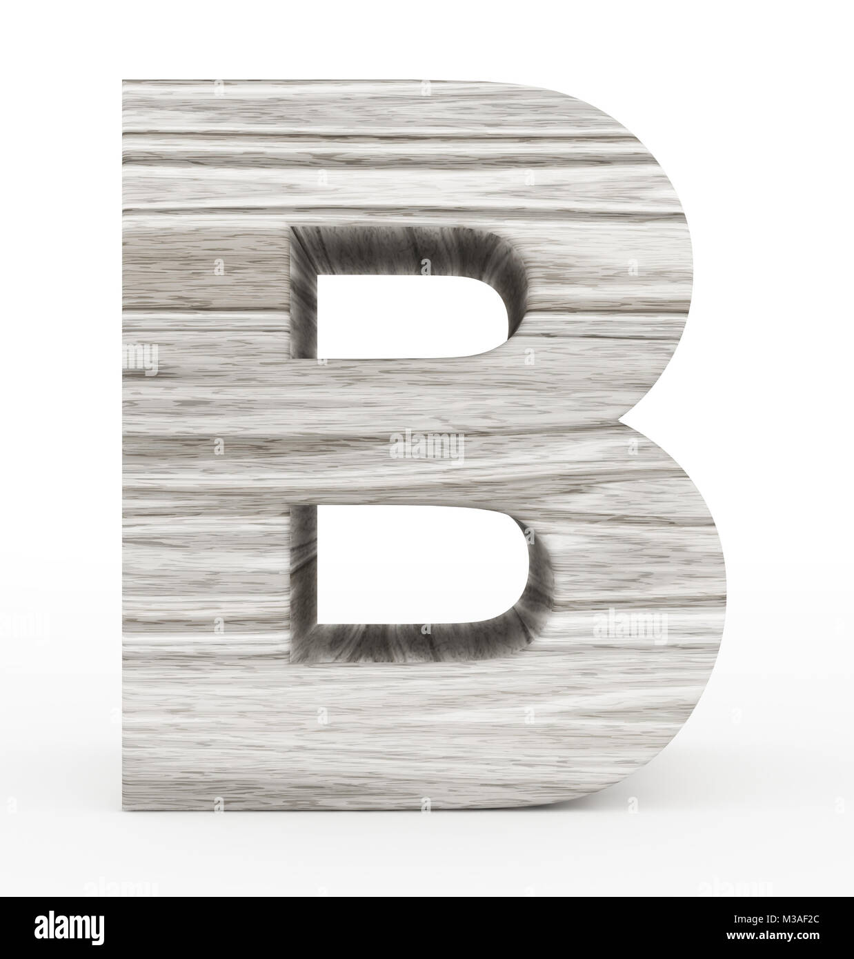 letter B 3d wooden isolated on white - 3d rendering Stock Photo - Alamy
