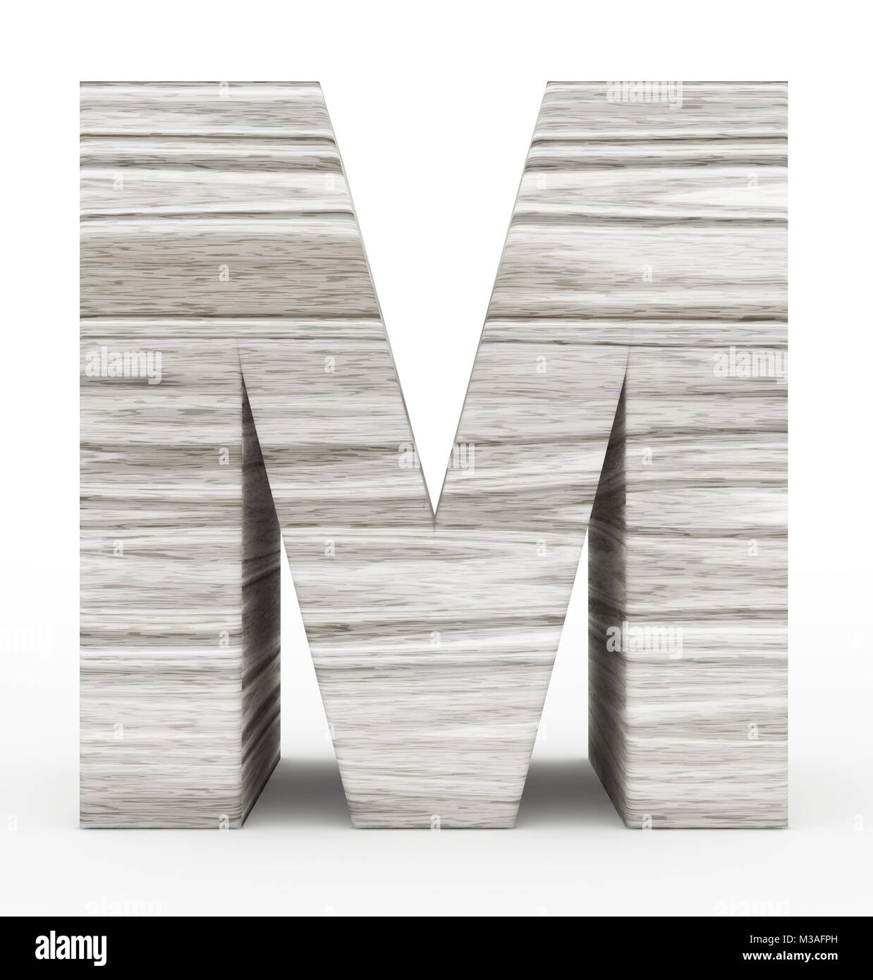 letter M 3d wooden isolated on white - 3d rendering Stock Photo - Alamy