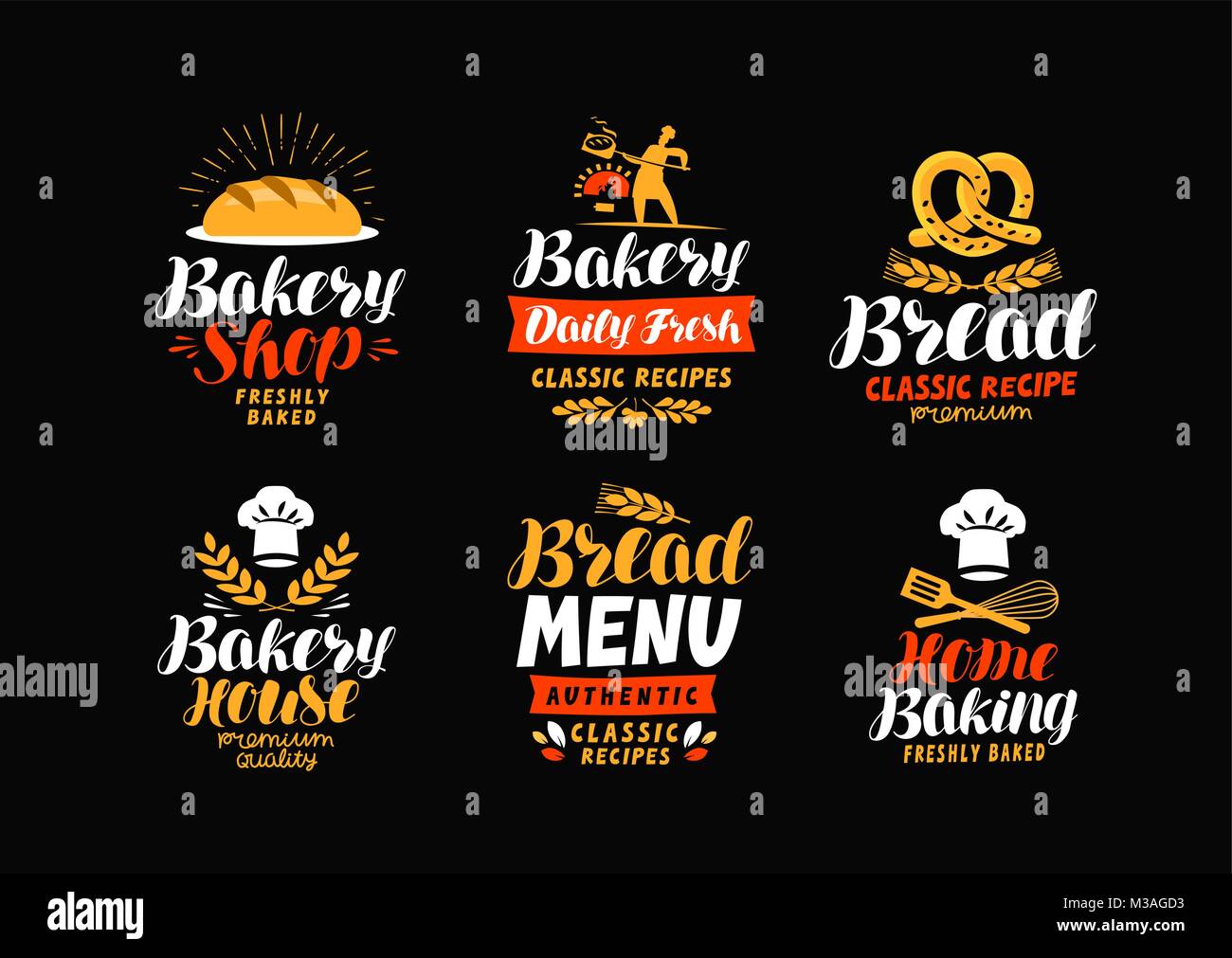 Bakery, bakehouse logo or label. Bread, home baking icon. Lettering vector illustration Stock Vector