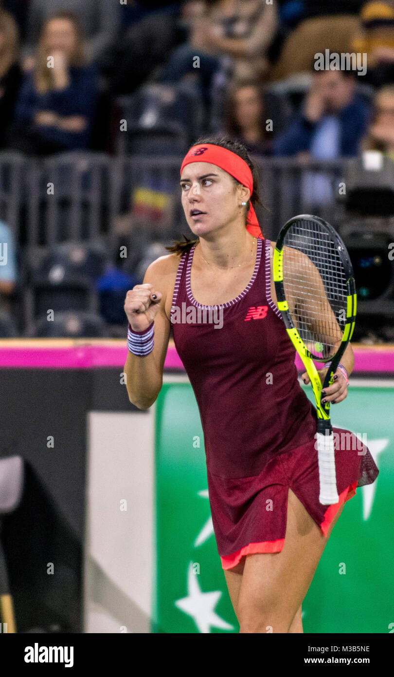 February 10, 2018: Sorana Cirstea (ROU) during the FED Cup by BNP 2018 game  between Romania and Canada at Sala Polivalenta, Cluj-Napoca, Romania ROU.  Copyright: Cronos/Catalin Soare Stock Photo - Alamy