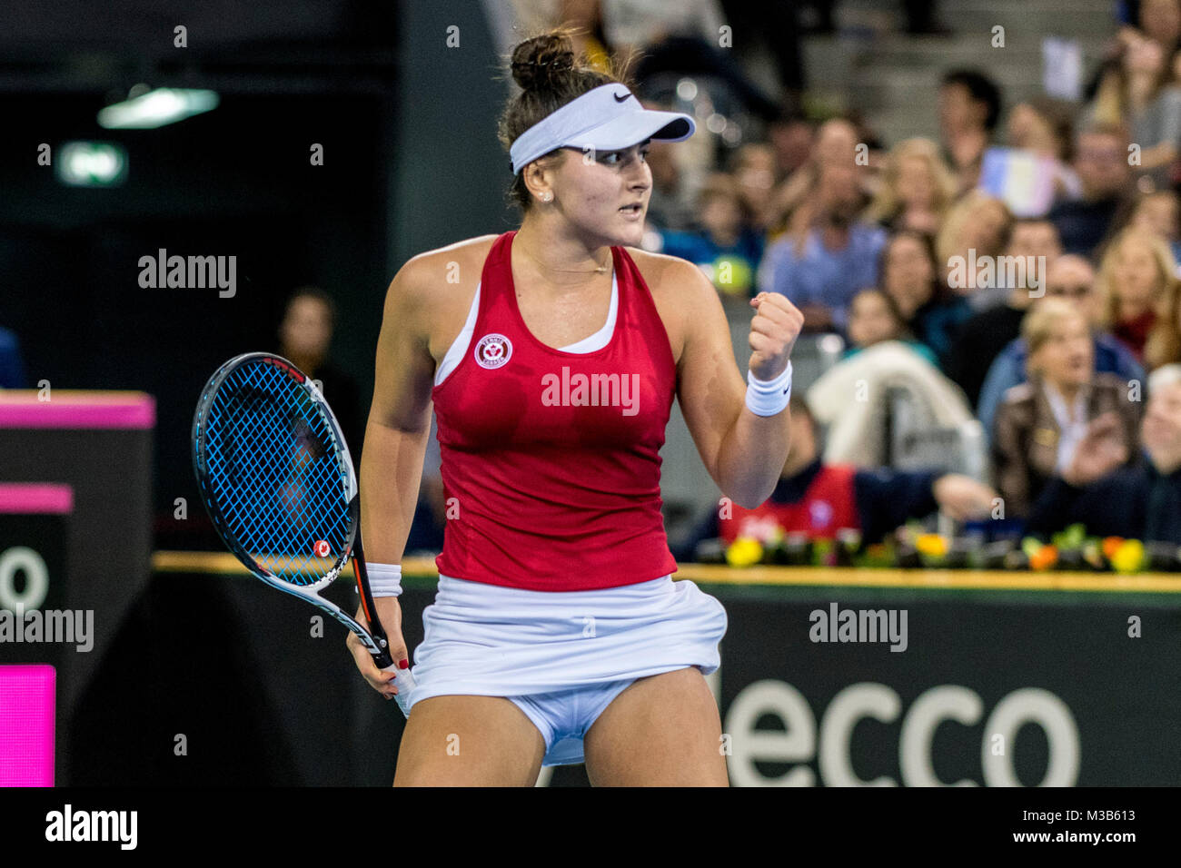 February 10, 2018: Bianca Andreescu (CAN) during the FED Cup by BNP 2018  game between Romania and Canada at Sala Polivalenta, Cluj-Napoca, Romania  ROU. Copyright: Cronos/Catalin Soare Stock Photo - Alamy