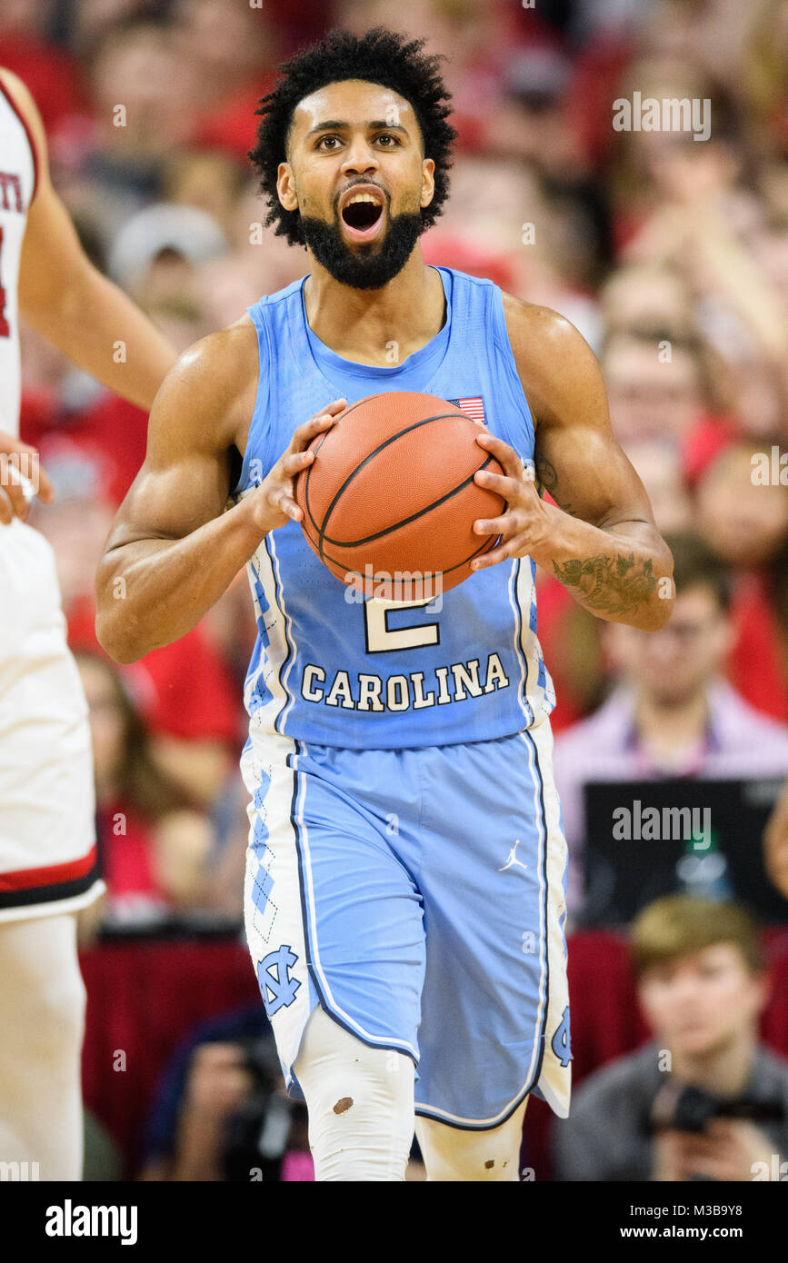 North Carolina Tar Heels guard Joel Berry II (2) during the NCAA College Basketball game between the North Carolina Tar Heels and the NC State Wolfpack at PNC Arena on Saturday February 10, 2018 in Raleigh, NC. Jacob Kupferman/CSM Stock Photo